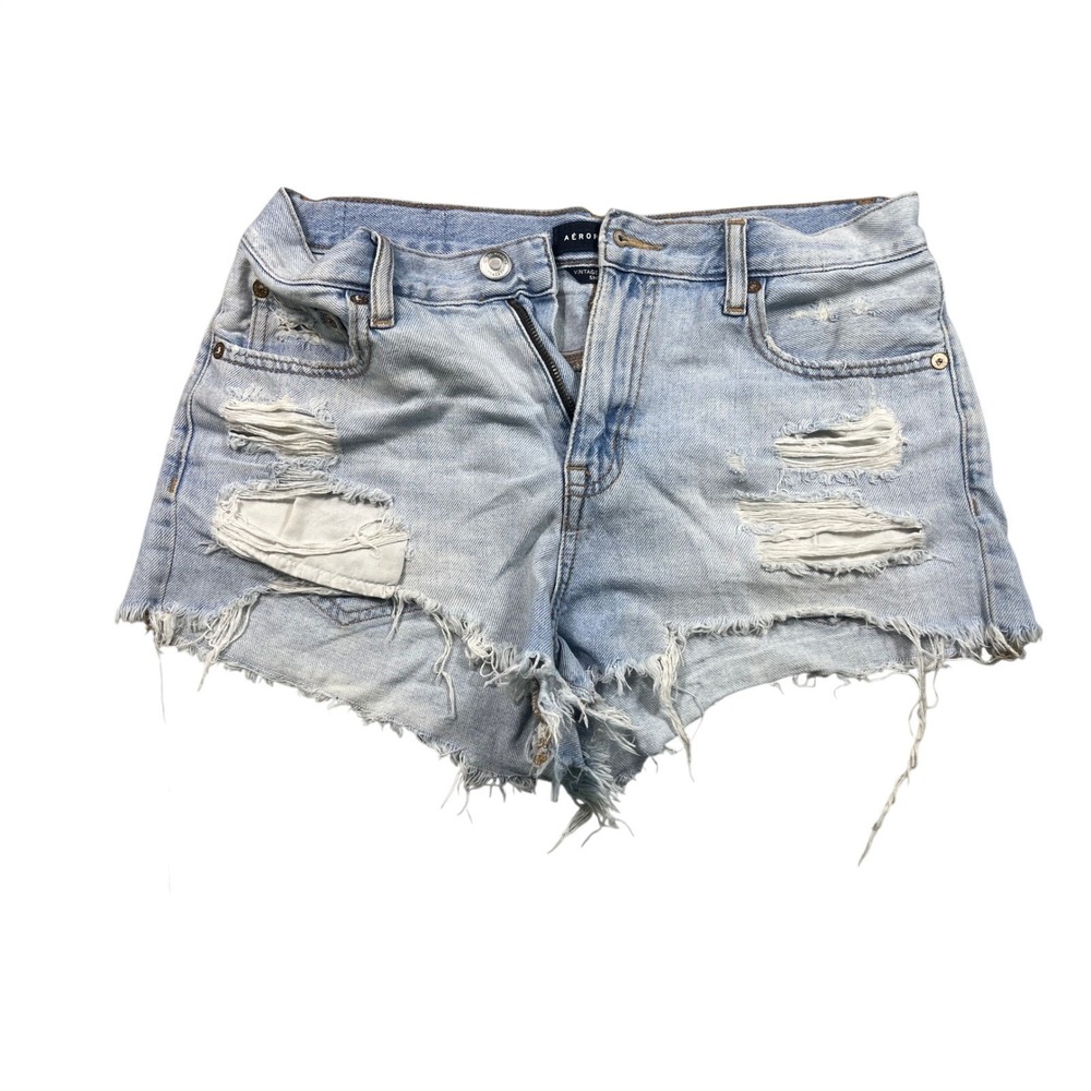Aeropostale Vintage High Rise Shorty Size 6 Distressed Denim Shorts